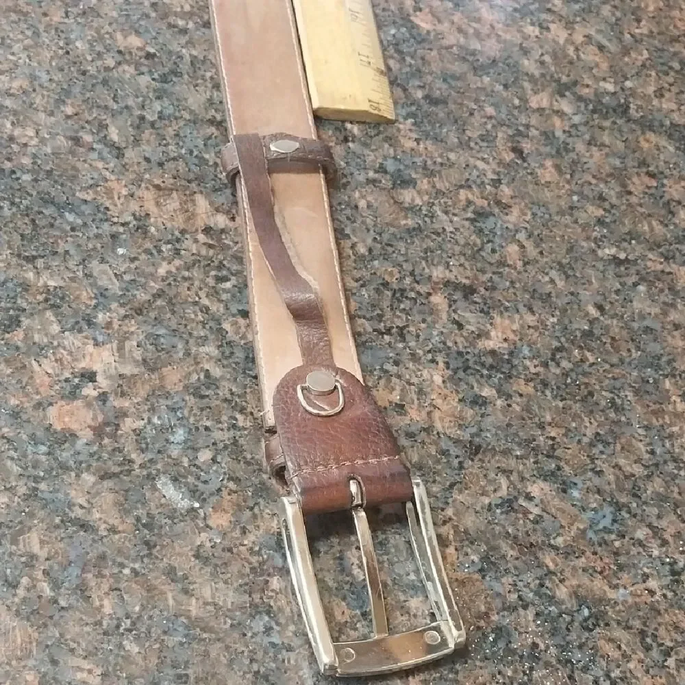 DiPolinni Brown Leather Belt with Silver Buckle